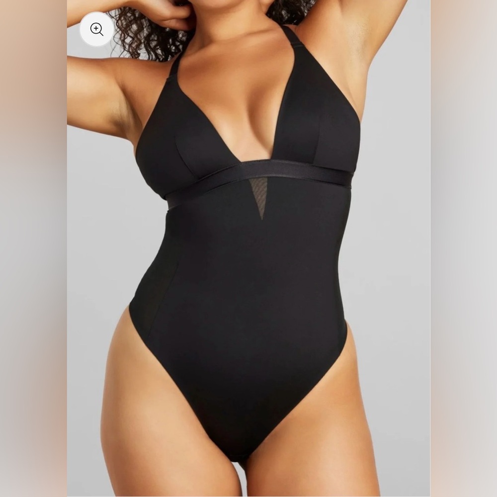 Siella Plum-Coloured Shaping V-Neck Thong Bodysuit, Size L. NWOT